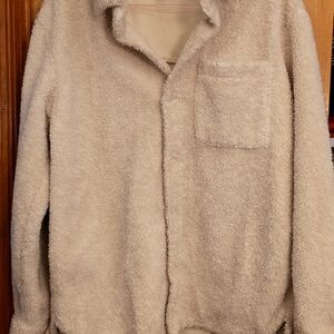 Forever 21 Cream Fleece Shirt Jacket